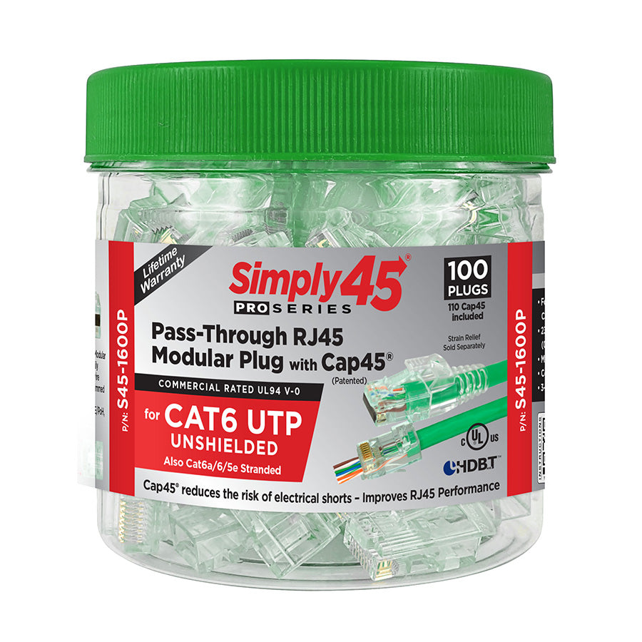 Simply45 Pass Through Green Tint - Cat6 UTP - 100pc Jar