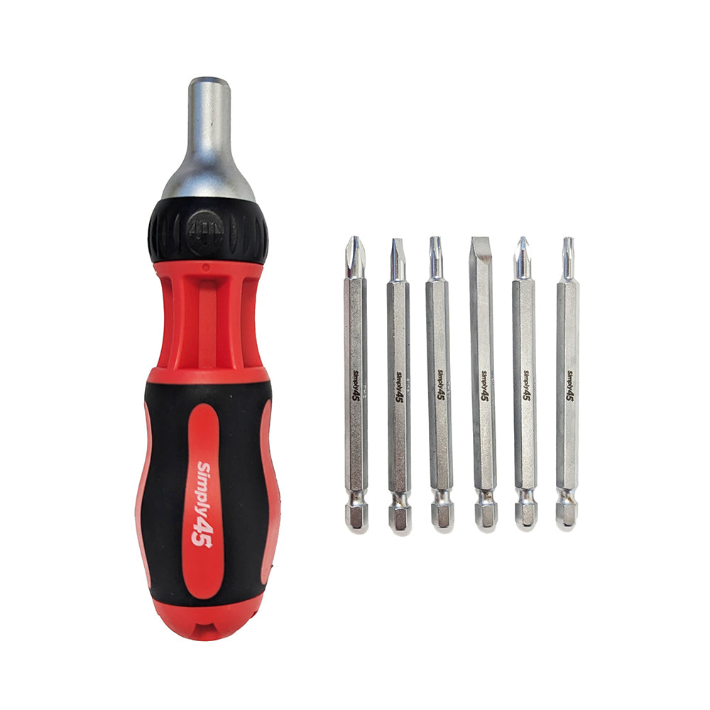 Simply45 7-in-1 multi bit ratcheting screwdriver, 9″