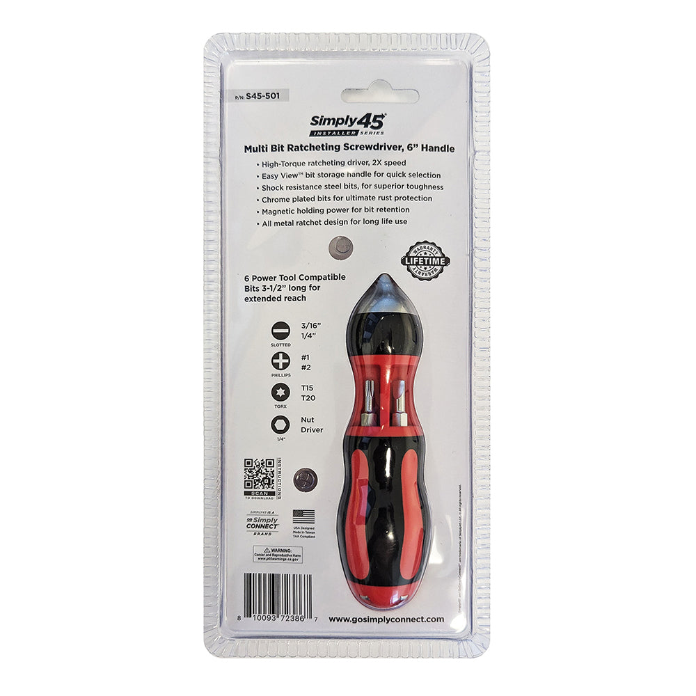 Simply45 7-in-1 multi bit ratcheting screwdriver, 9″