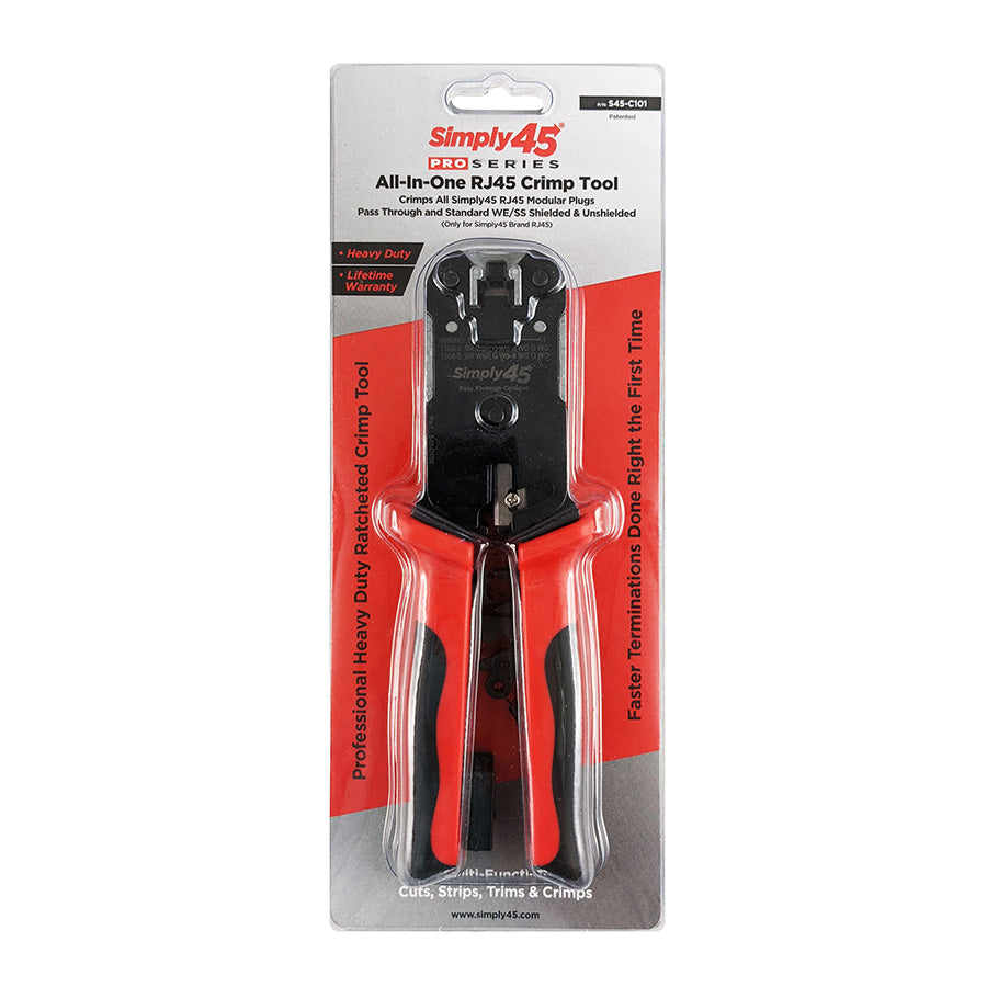 Simply45 PROSeries All-In-One RJ45 Crimp Tool for all S45 UTP & STP Pass-Through & Standard Connectors