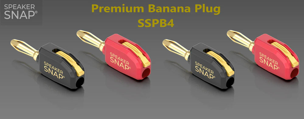 Speaker Snap Premium Banana Plugs Red & Black 2 Pair / 4 Pieces