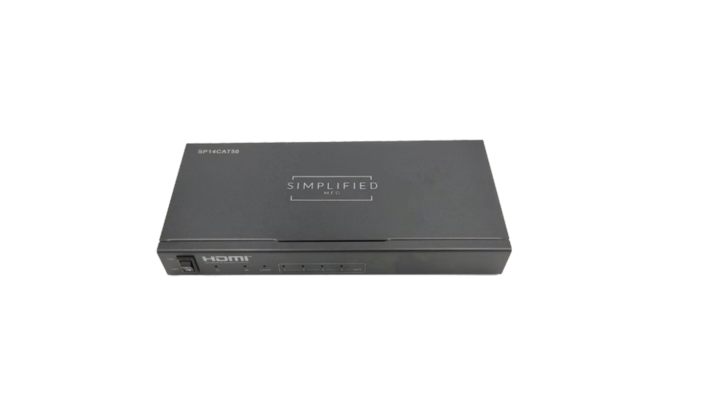 Simplified SP14CAT50 50m HDMI 2.0b (18gbps) 1x4 HDMI Splitter over Cat6A/6* Cable Kit