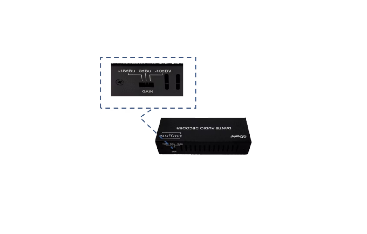 Simplified DTE DEC Balanced or Unbalanced 2 channel to Dante decoder