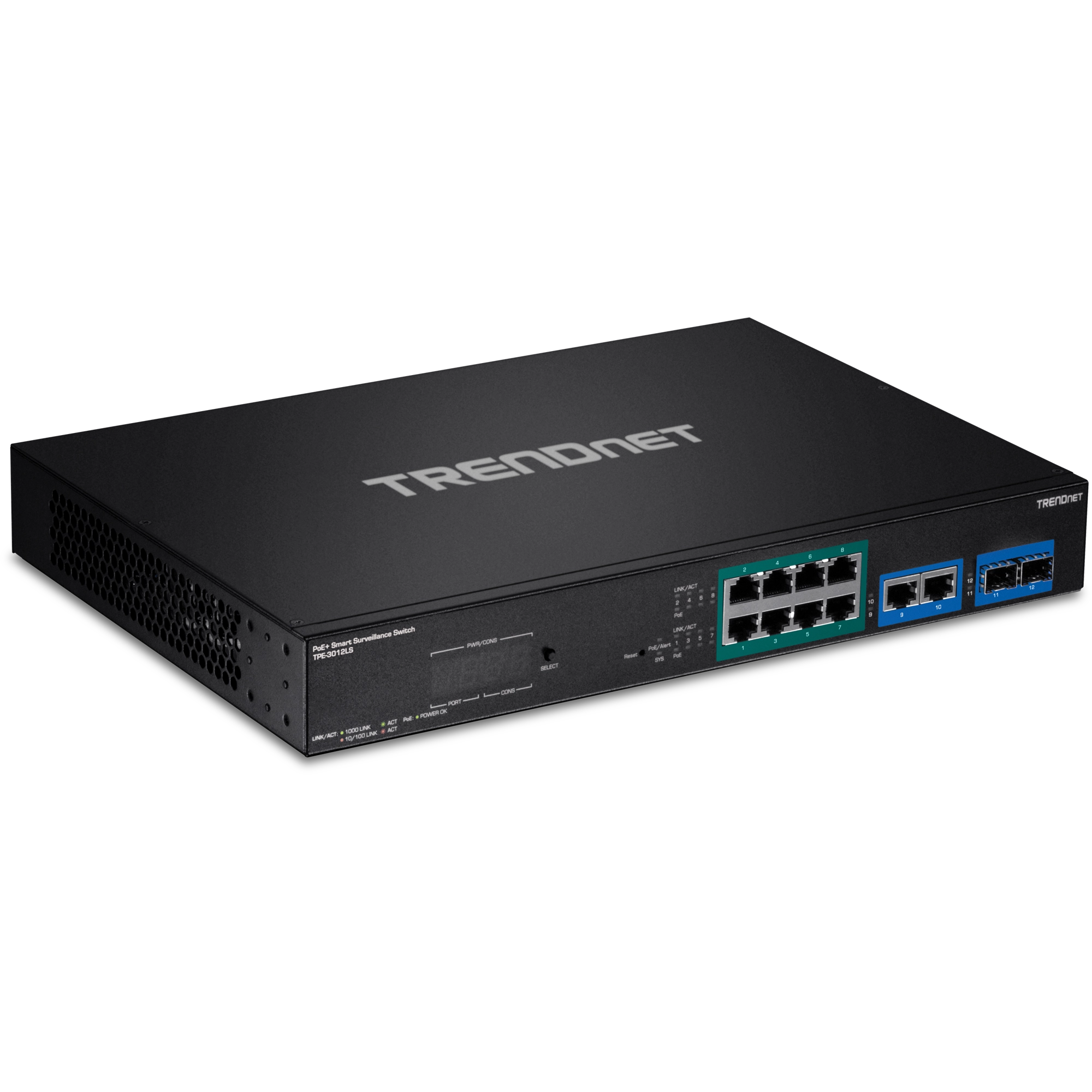 TRENDnet TPE-3012LS 12-Port Gigabit PoE+ Smart Surveillance Switch