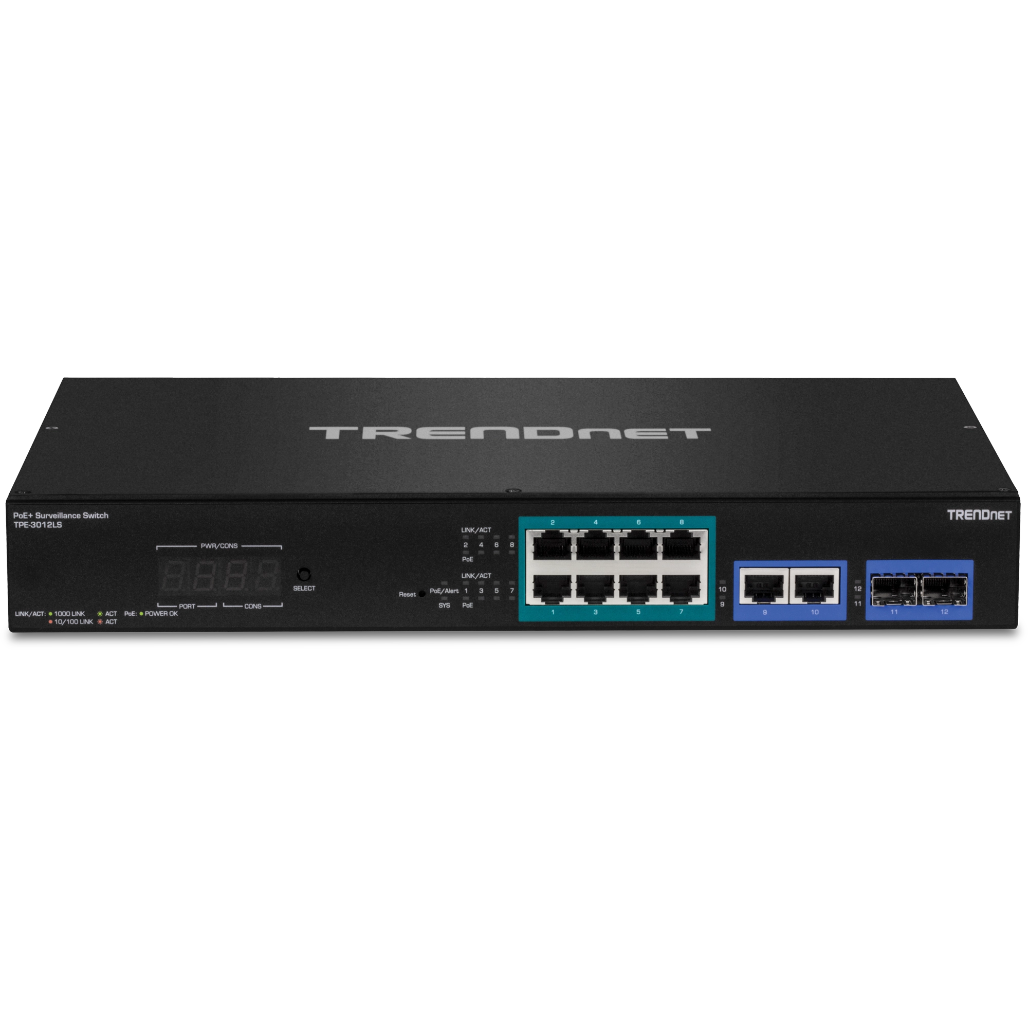 TRENDnet TPE-3012LS 12-Port Gigabit PoE+ Smart Surveillance Switch