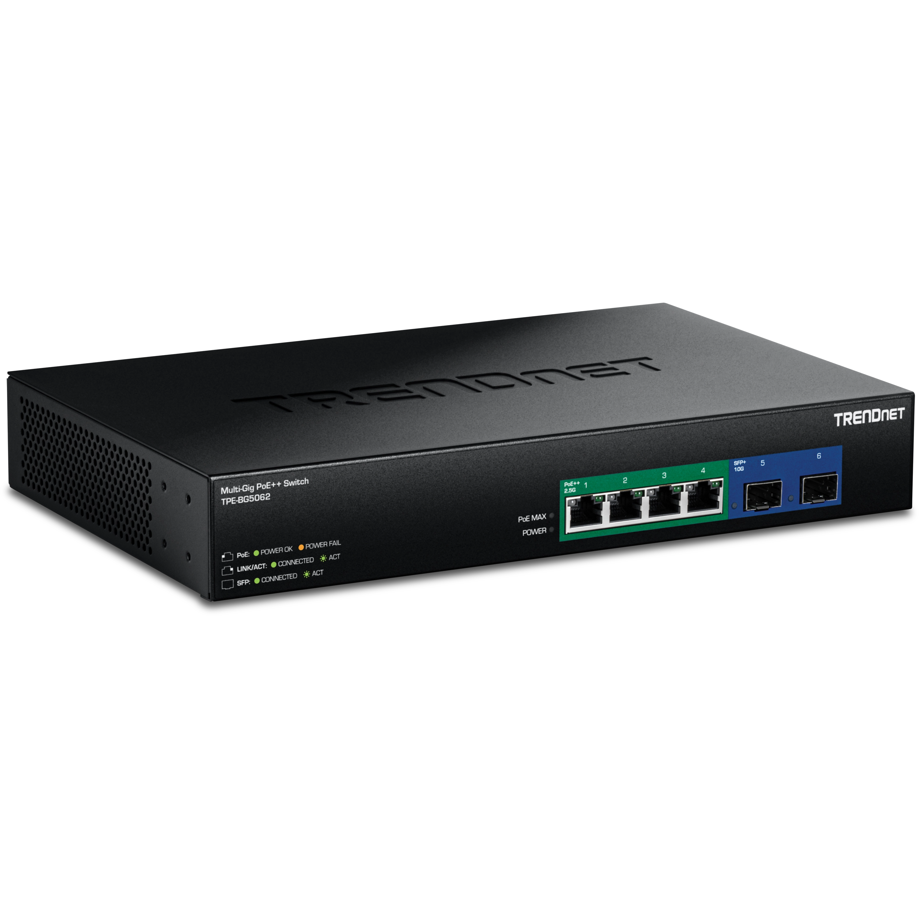 TRENDnet TPE-BG5062 6-Port 2.5G GaN Power PoE++ Switch with 10G SFP+ Ports (240W)