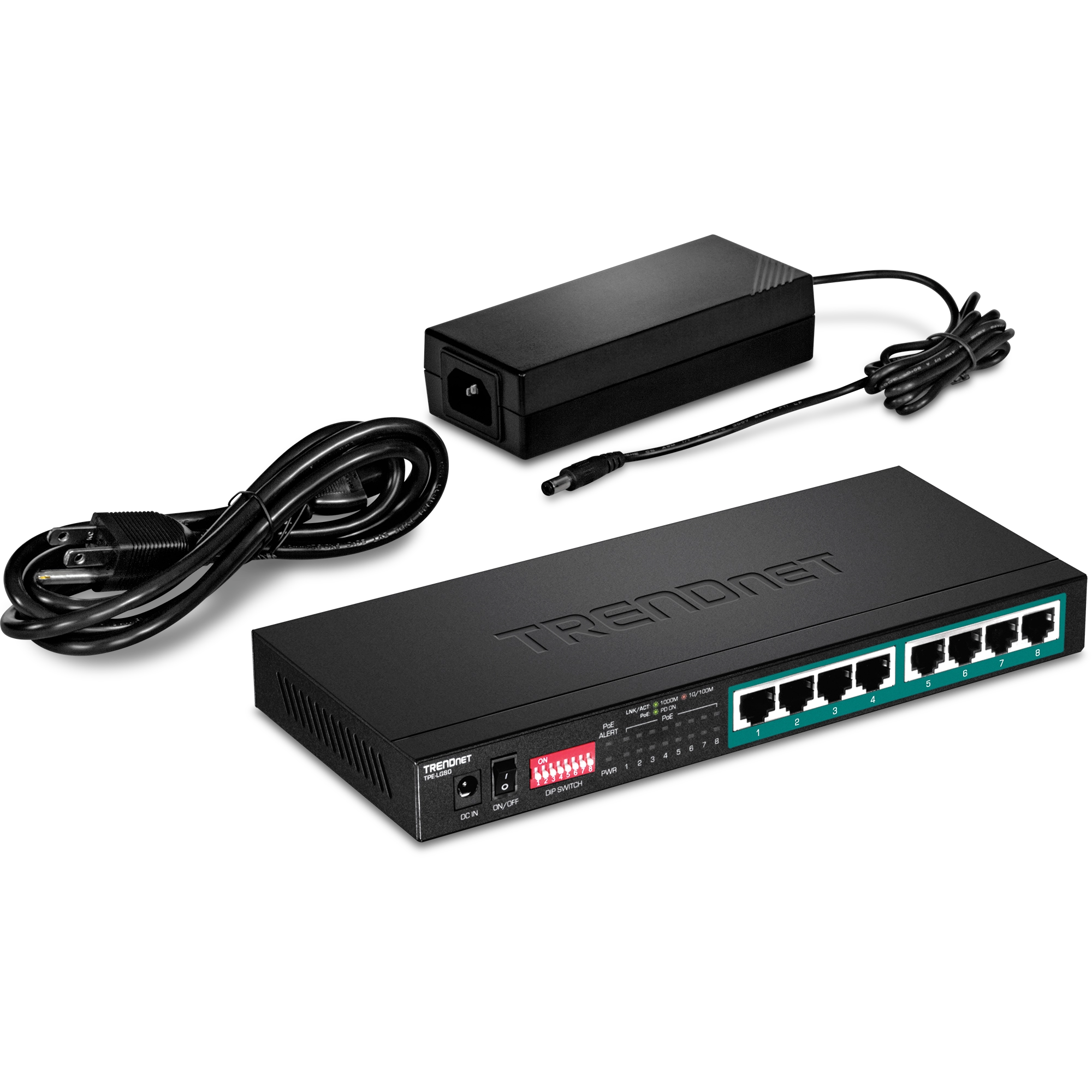 TRENDnet TPE-LG80 8-Port Gigabit Long Range PoE+ Switch