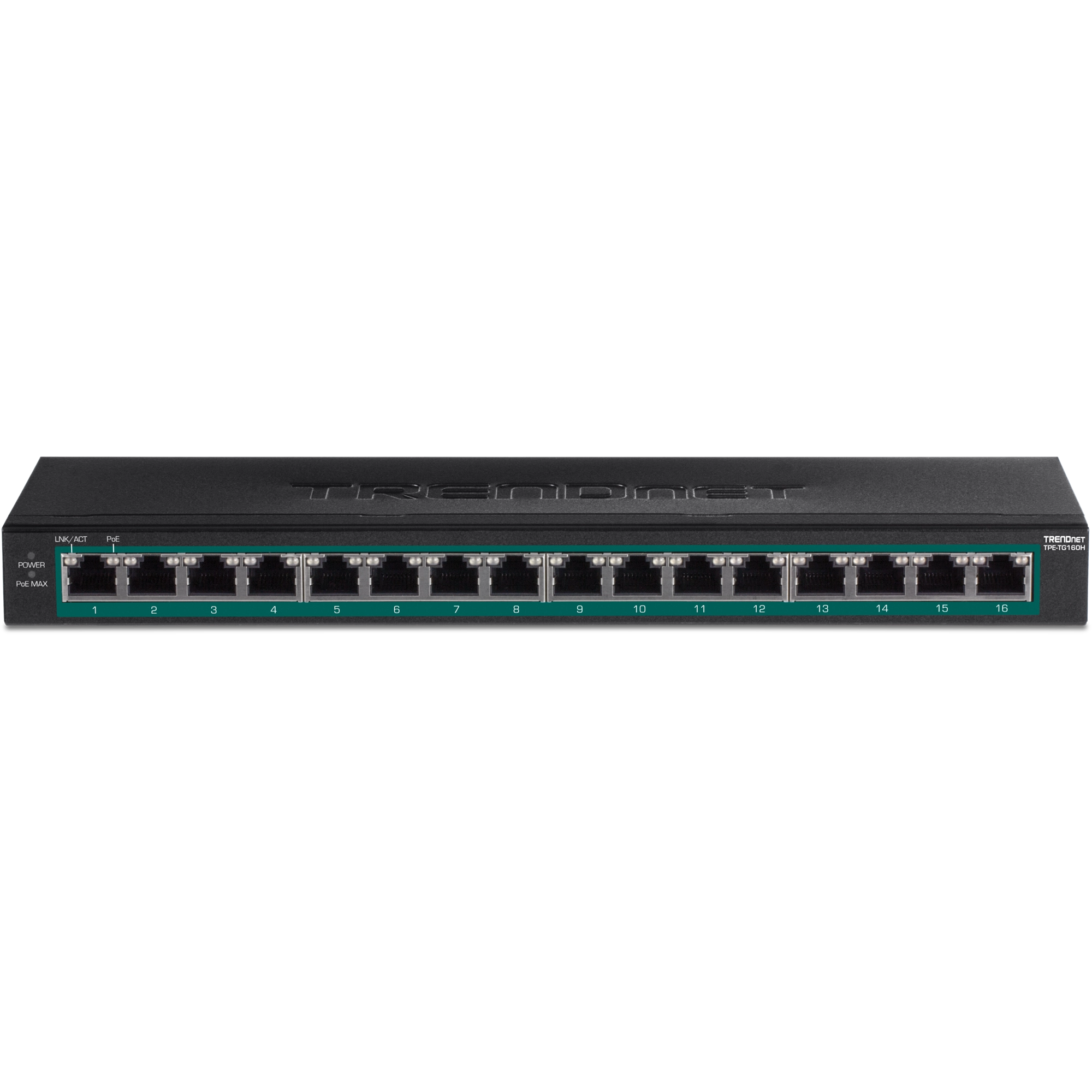 TRENDnet TPE-TG160H 16-Port Gigabit PoE+ Switch, 123W PoE Budget