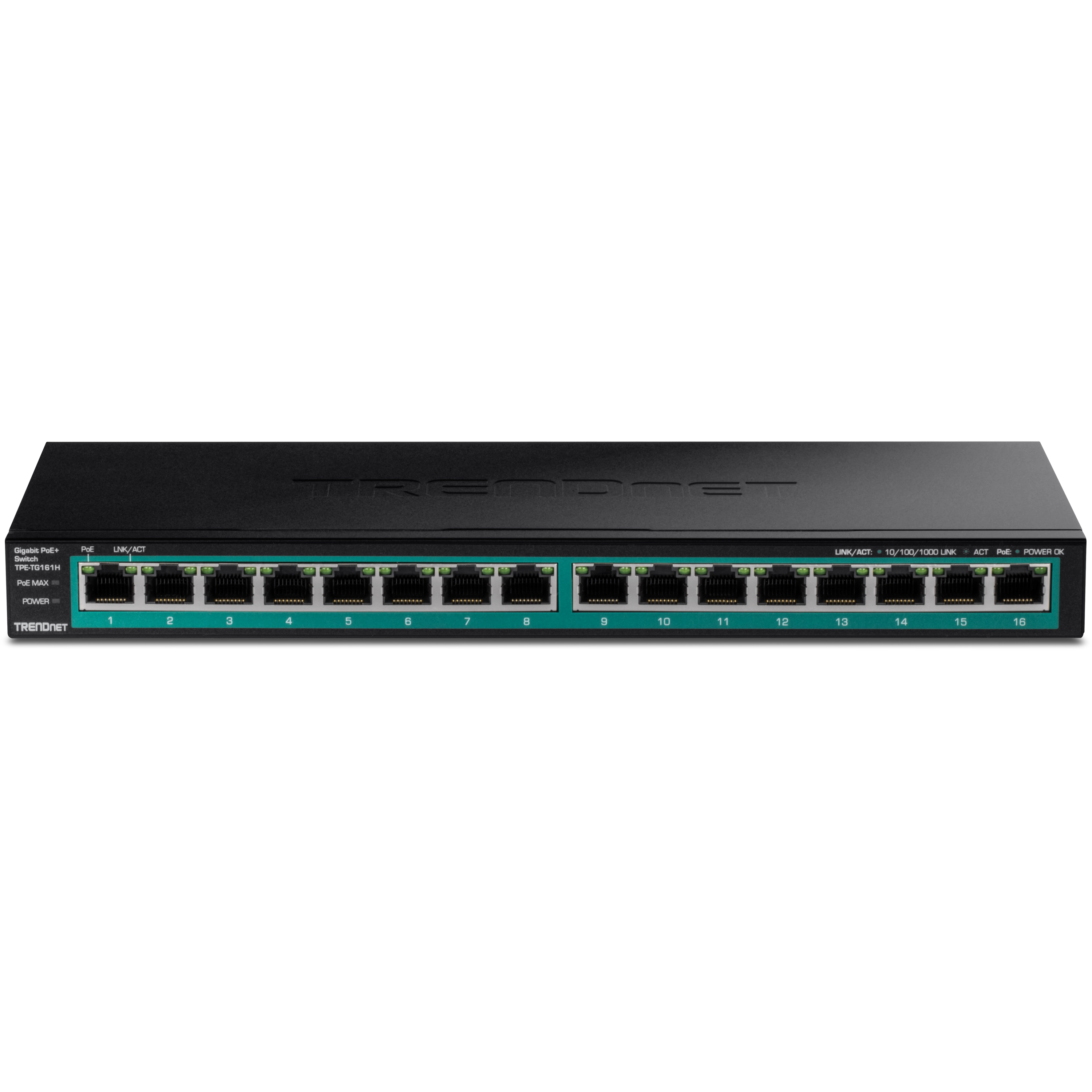 TRENDnet TPE-TG161H 16-Port Gigabit PoE+ Switch, 120W PoE Budget