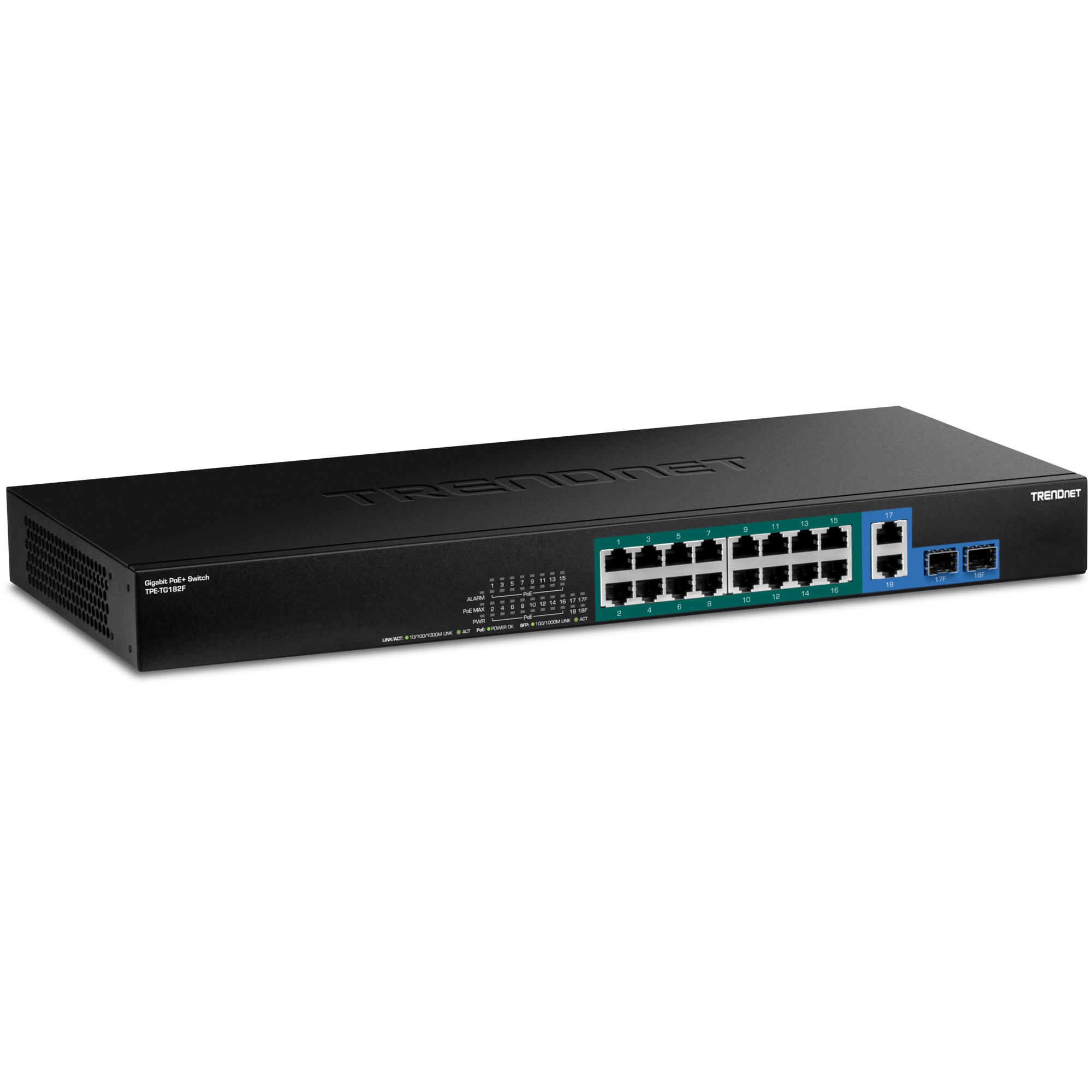 TRENDnet TPE-TG182F 18-Port Gigabit High-Power PoE+ Switch, 440W PoE Budget