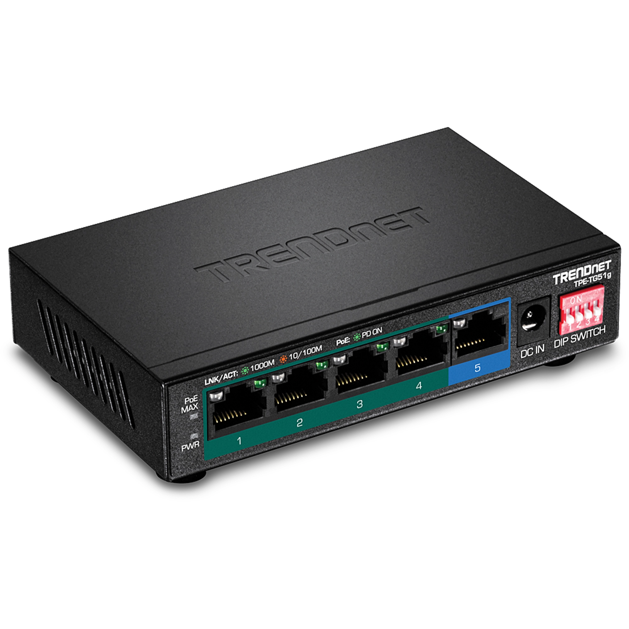 TRENDnet TPE-TG51g 5-Port Gigabit PoE+ Switch (60W)
