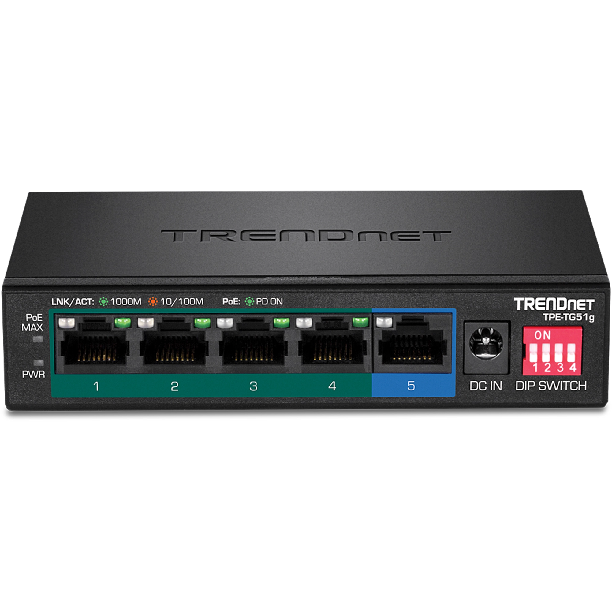 TRENDnet TPE-TG51g 5-Port Gigabit PoE+ Switch (60W)