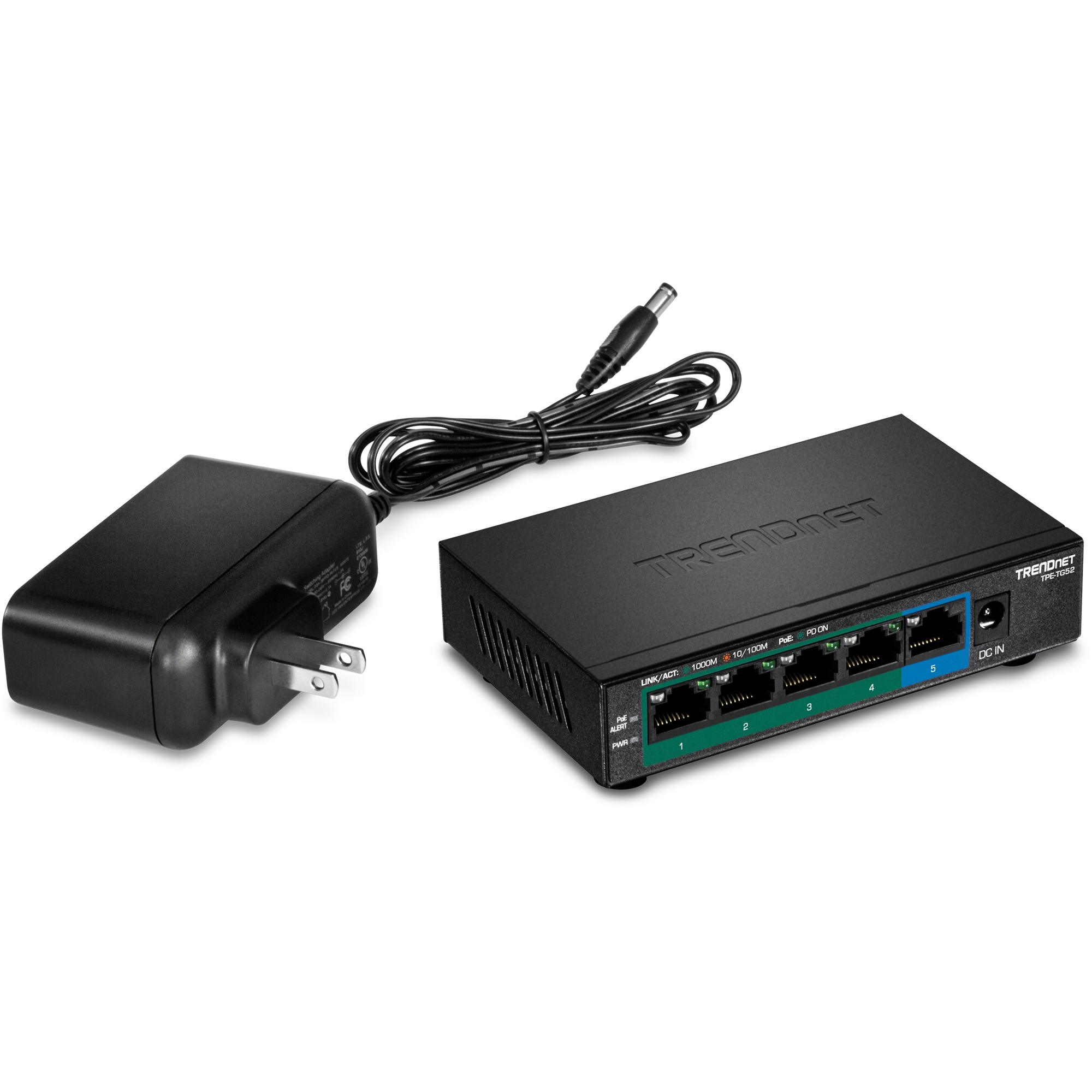 TRENDnet TPE-TG52 5-Port Gigabit PoE+ Switch (32W)