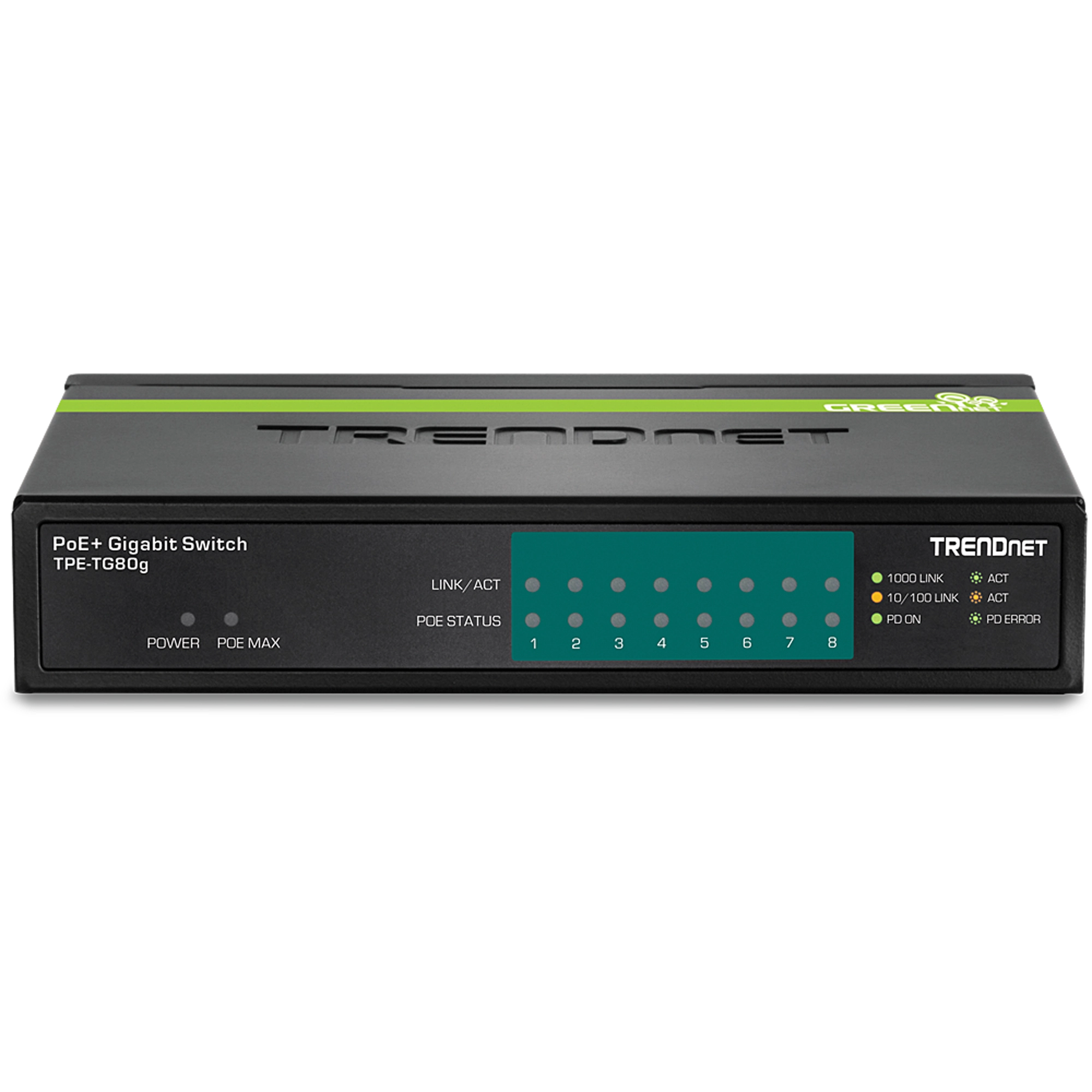 TRENDnet TPE-TG80g 8-port Gigabit GREENnet PoE+ Switch, 123W PoE Budget