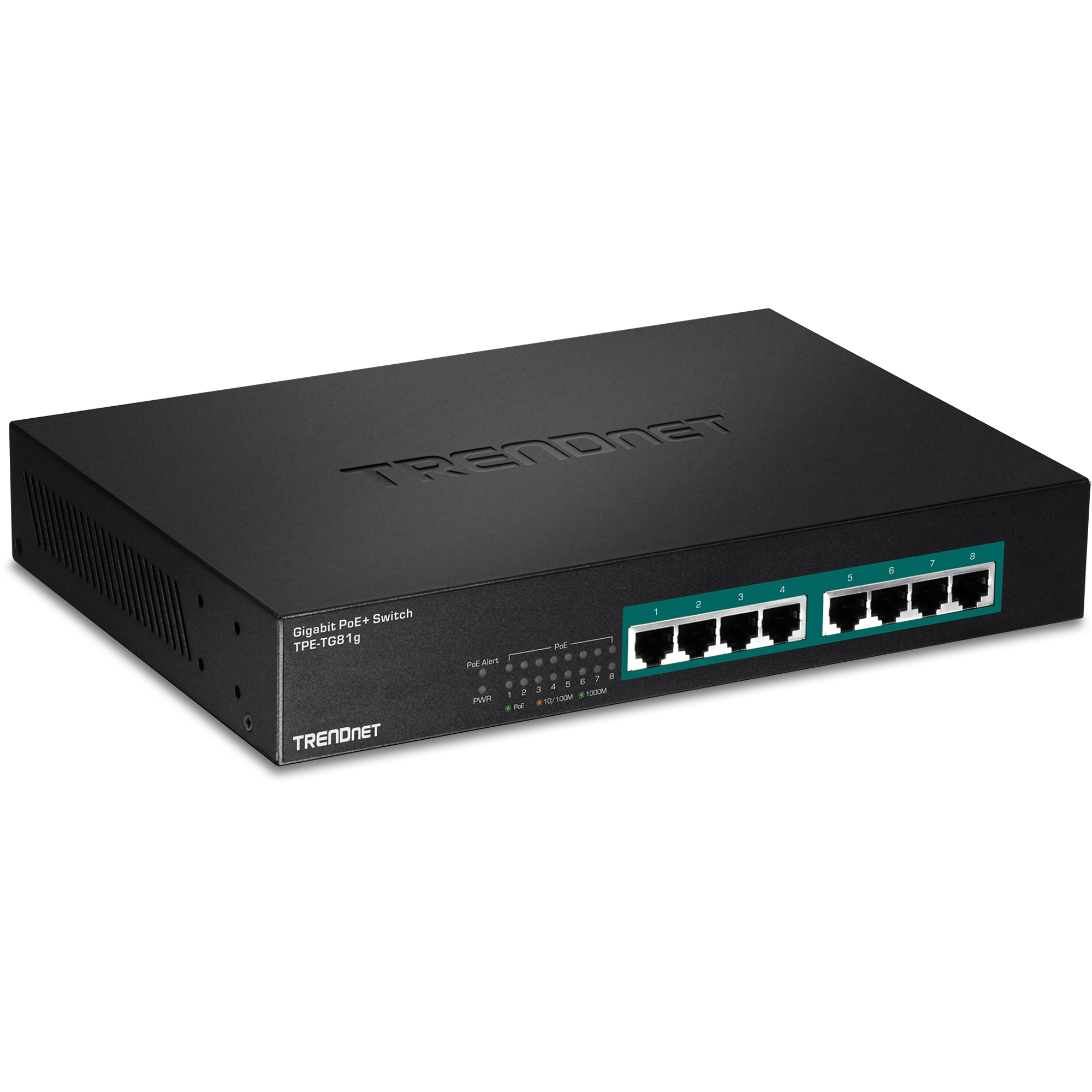 TRENDnet TPE-TG81g 8-Port Gigabit GREENnet PoE+ Switch, 110W PoE Budget