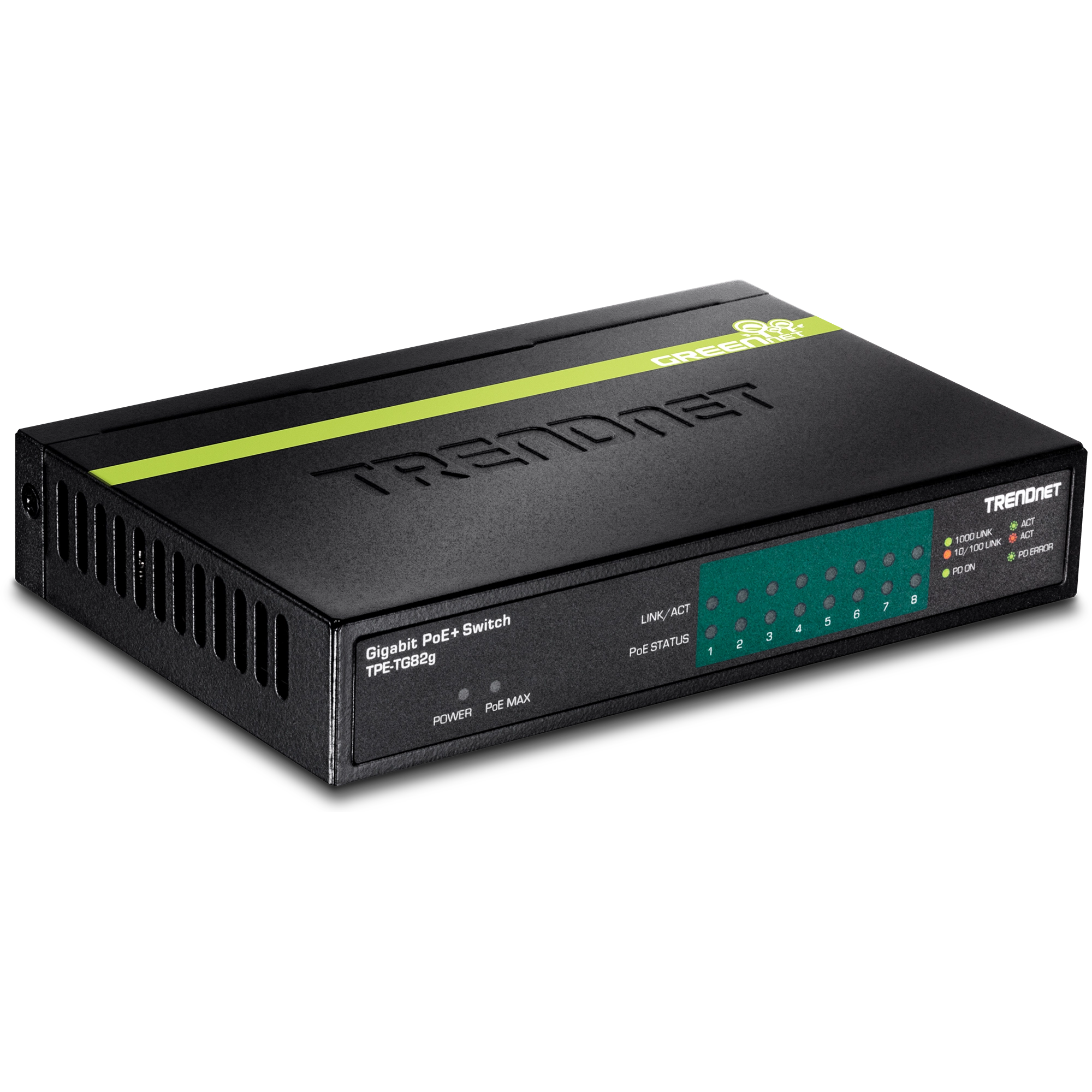 TRENDnet TPE-TG82G 8-Port Gigabit PoE+ Switch, 61W PoE Budget