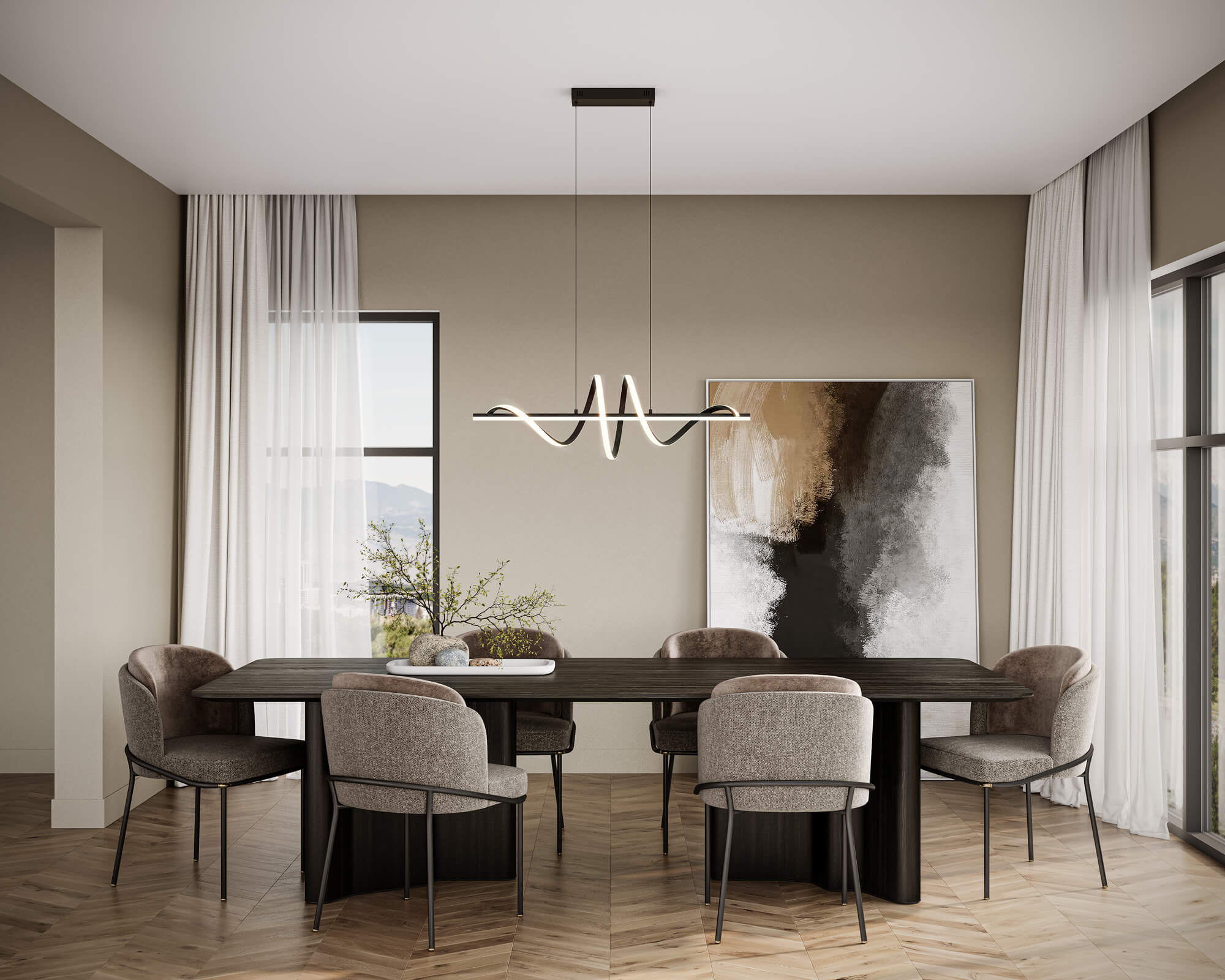 DALS BRPD40-CC-BK 40" Horizontal Swirl Pendant, 5CCT - Black