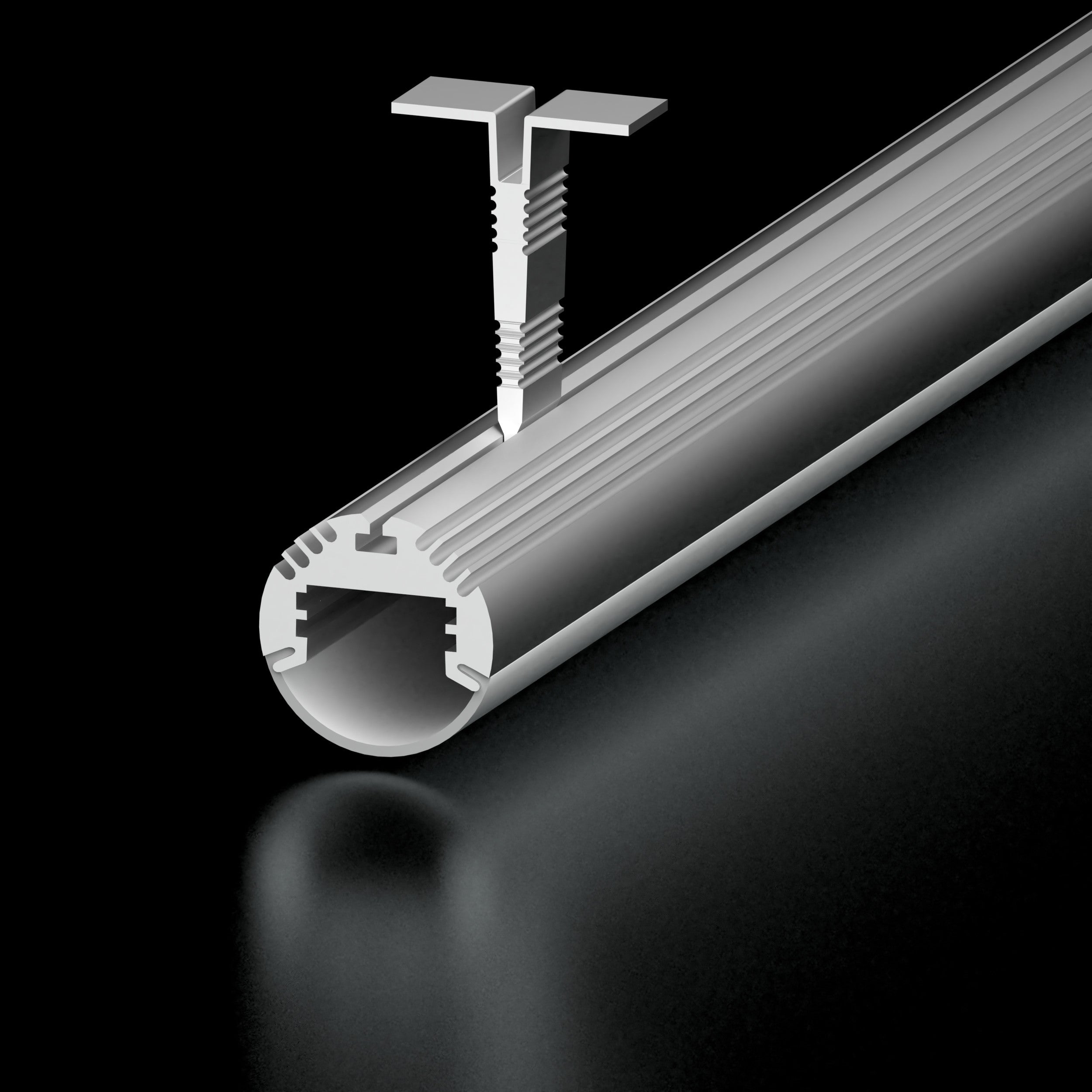 Diode Channel Bundle, CLOSET ROD, 79 in. piece, 24mm diameter, Frosted Lens, 1 open end cap, 1 closed end cap, 180 degree swivel bracket, 2 support brackets and 2 closet brackets