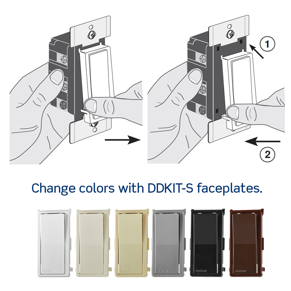 Leviton DD0SR-DLZ Decora Smart Switch Companion with Locator LED for Multi-Location Switching, 120/277VAC, 60Hz
