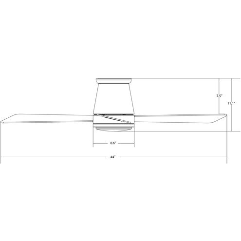 WAC Lighting F-036L-MW Hug 44 inch Matte White Flush Mount Ceiling Fans, Smart Fan