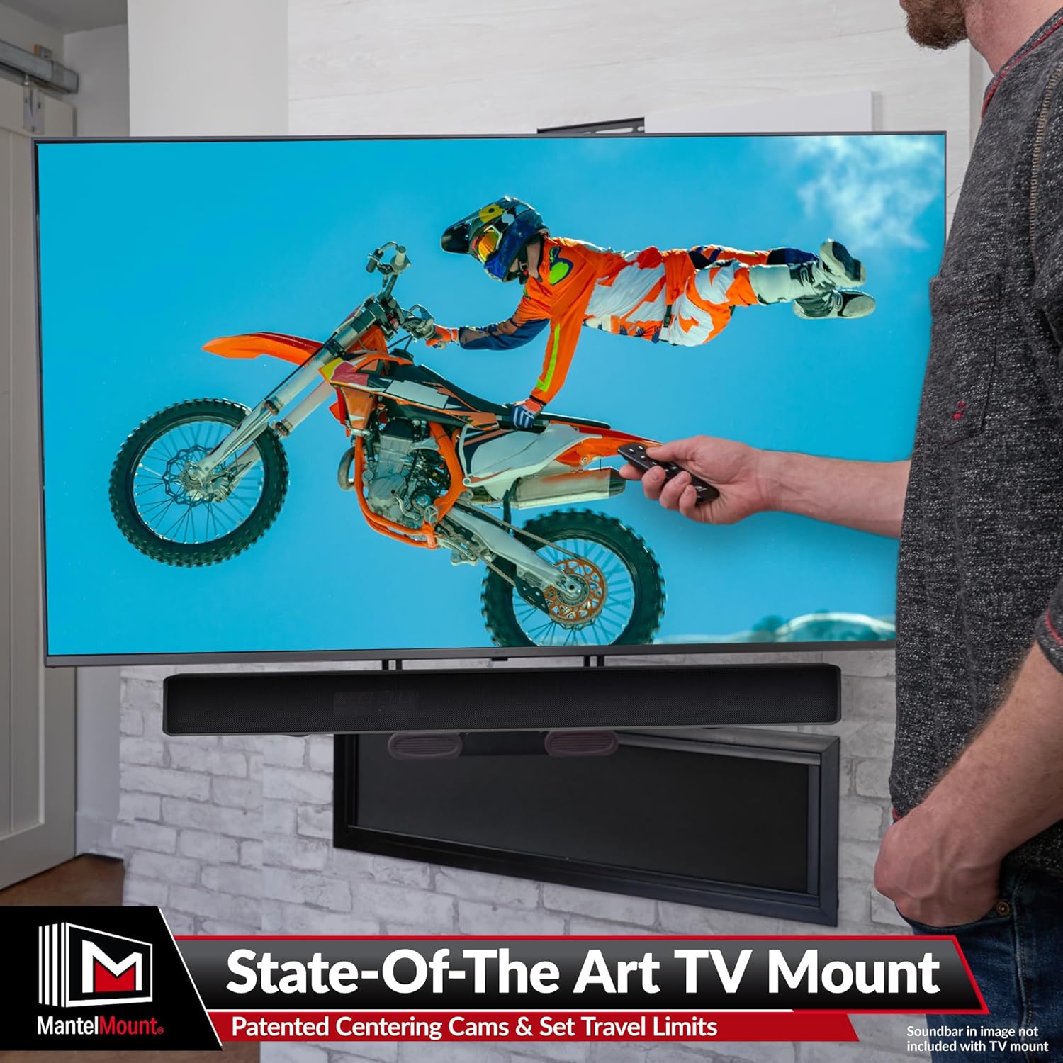 MantelMount Motorized Drop Down & Swivel TV Mount