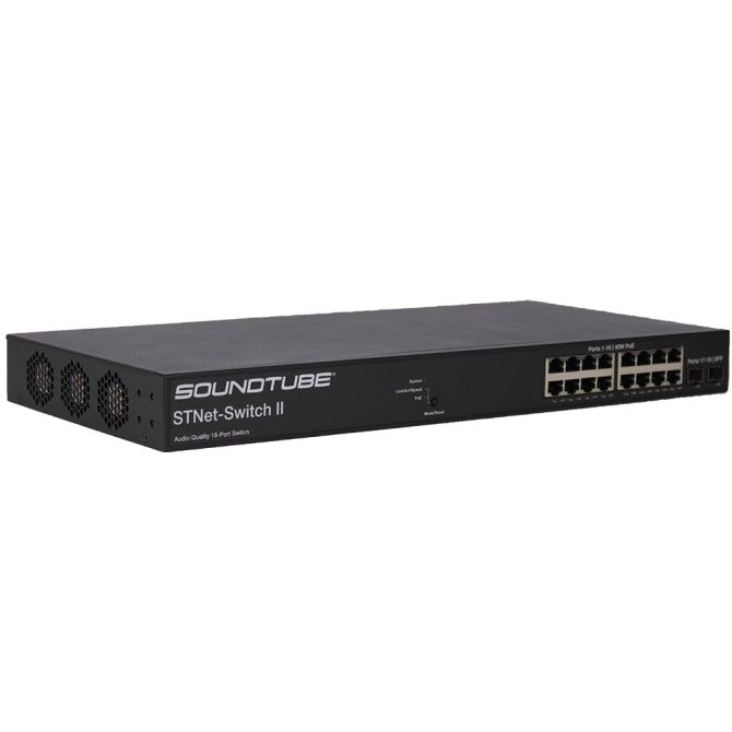 SoundTube STNET-SWITCH-II Rack Mount 16-port (40 W PoE per port) Audio Quality Switch, Each