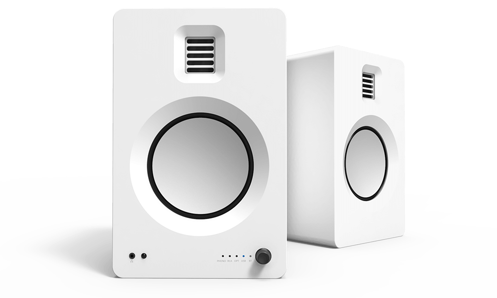 Kanto TUKMW Premium Powered Speaker with Headphone Out, USB DAC, Dedicated Phono Pre-amp, Bluetooth, Matte White