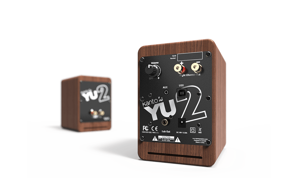 Kanto YU2WALNUT 3" Driver - Powered Speakers with USB DAC and 3.5mm AUX - Walnut